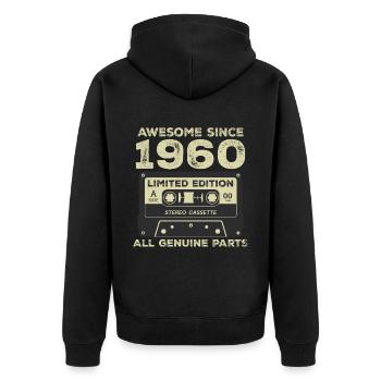 1960 Geburtstag geboren im Jahr 1960 Vintage Retro - Unisex Premium Bio Zip Hoodie - Schwarz - Hinten - Nico (187cm)