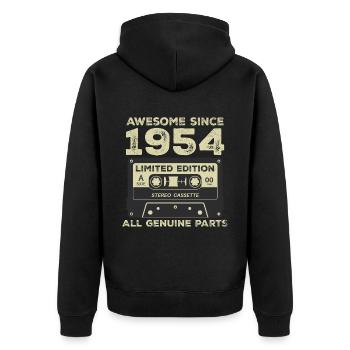 1954 Geburtstag geboren im Jahr 1954 Vintage Retro - Unisex Premium Bio Zip Hoodie - Schwarz - Hinten - Nico (187cm)