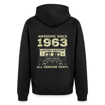 1963 Geburtstag geboren im Jahr 1963 Vintage Retro - Unisex Premium Bio Zip Hoodie - Schwarz - Hinten - Nico (187cm)