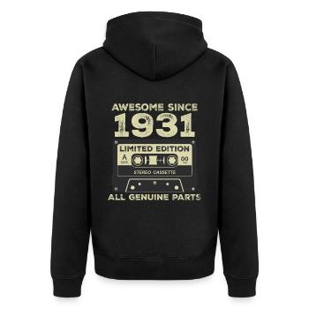 1931 Birthday Born In 1931 Vintage Retro - Unisex Premium Organic Zip Hoodie - black - Back - Nico (187cm)