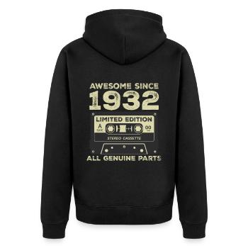1932 Anniversaire Né En 1932 Vintage Rétro - Veste à capuche bio Premium Unisexe - noir - Dos - Nico (187cm)