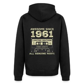 1961 Anniversaire Né En 1961 Vintage Rétro - Veste à capuche bio Premium Unisexe - noir - Dos - Nico (187cm)