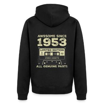 1953 Geburtstag geboren im Jahr 1953 Vintage Retro - Unisex Premium Bio Zip Hoodie - Schwarz - Hinten - Nico (187cm)