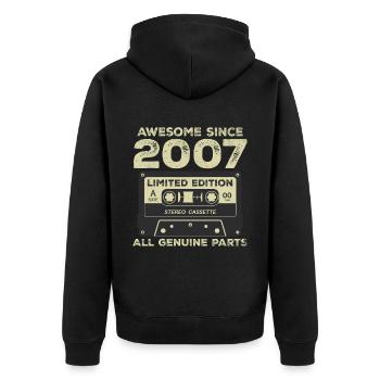 2007 Geburtstag geboren im Jahr 2007 Vintage Retro - Unisex Premium Bio Zip Hoodie - Schwarz - Hinten - Nico (187cm)