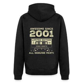 2001 Birthday Born in 2001 Vintage Retro - Unisex Premium Organic Zip Hoodie - black - Back - Nico (187cm)