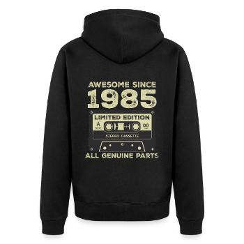 1985 Geburtstag geboren im Jahr 1985 Vintage Retro - Unisex Premium Bio Zip Hoodie - Schwarz - Hinten - Nico (187cm)