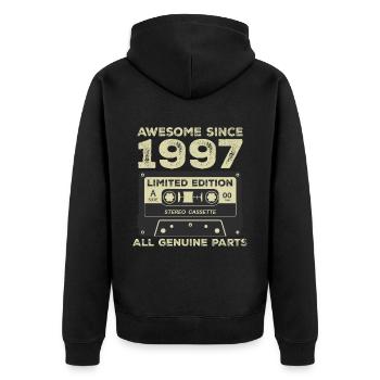 1997 Geburtstag geboren im Jahr 1997 Vintage Retro - Unisex Premium Bio Zip Hoodie - Schwarz - Hinten - Nico (187cm)