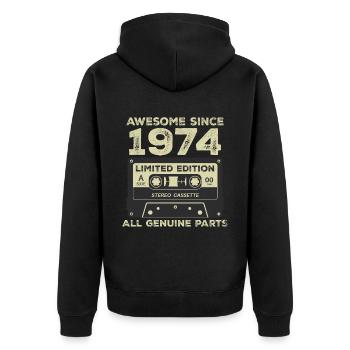 1974 Anniversaire Né En 1974 Vintage Rétro - Veste à capuche bio Premium Unisexe - noir - Dos - Nico (187cm)