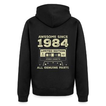 1984 Geburtstag geboren im Jahr 1984 Vintage Retro - Unisex Premium Bio Zip Hoodie - Schwarz - Hinten - Nico (187cm)