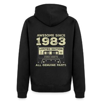 1983 Anniversaire Né En 1983 Vintage Rétro - Veste à capuche bio Premium Unisexe - noir - Dos - Nico (187cm)