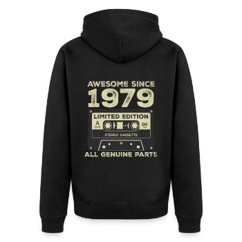 1979 Geburtstag geboren im Jahr 1979 Vintage Retro - Unisex Premium Bio Zip Hoodie - Schwarz - Hinten - Nico (187cm)