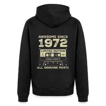 1972 Geburtstag geboren im Jahr 1972 Vintage Retro - Unisex Premium Bio Zip Hoodie - Schwarz - Hinten - Nico (187cm)
