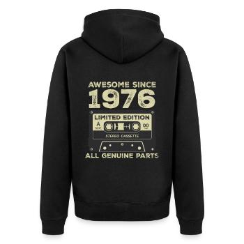 1976 Geburtstag geboren im Jahr 1976 Vintage Retro - Unisex Premium Bio Zip Hoodie - Schwarz - Hinten - Nico (187cm)