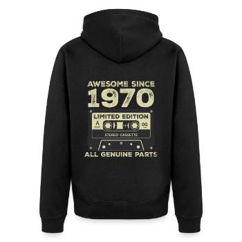 1970 Geburtstag geboren im Jahr 1970 Vintage Retro - Unisex Premium Bio Zip Hoodie - Schwarz - Hinten - Nico (187cm)