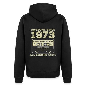 1973 Geburtstag geboren im Jahr 1973 Vintage Retro - Unisex Premium Bio Zip Hoodie - Schwarz - Hinten - Nico (187cm)