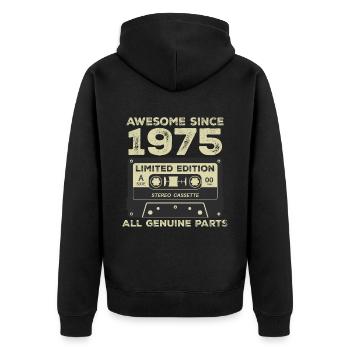 1975 Geburtstag geboren im Jahr 1975 Vintage Retro - Unisex Premium Bio Zip Hoodie - Schwarz - Hinten - Nico (187cm)