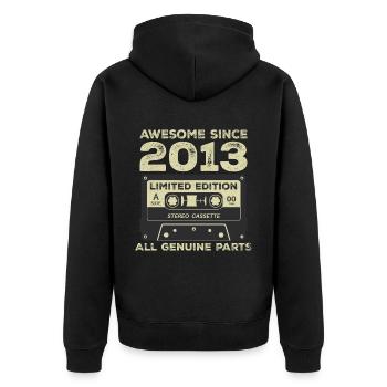 2013 Birthday Born in 2013 Vintage Retro - Unisex Premium Organic Zip Hoodie - black - Back - Nico (187cm)