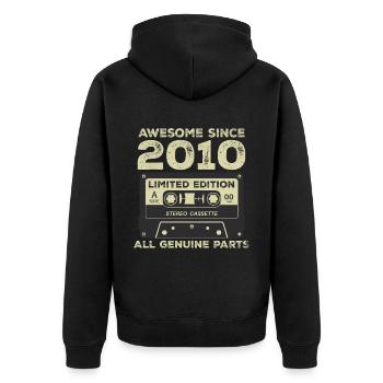 2010 Geburtstag geboren im Jahr 2010 Vintage Retro - Unisex Premium Bio Zip Hoodie - Schwarz - Hinten - Nico (187cm)