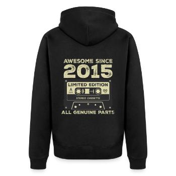 2015 Geburtstag geboren im Jahr 2015 Vintage Retro - Unisex Premium Bio Zip Hoodie - Schwarz - Hinten - Nico (187cm)