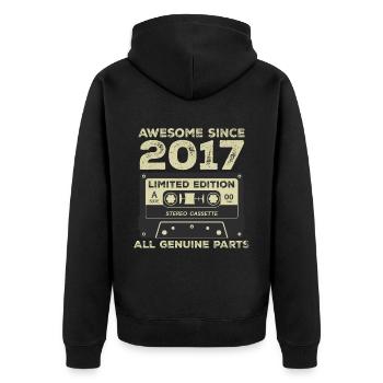 2017 Anniversaire Né en 2017 Vintage Retro - Veste à capuche bio Premium Unisexe - noir - Dos - Nico (187cm)