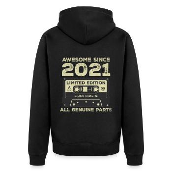 2021 Anniversaire Né En 2021 Vintage Rétro - Veste à capuche bio Premium Unisexe - noir - Dos - Nico (187cm)