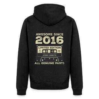 2016 Geburtstag geboren im Jahr 2016 Vintage Retro - Unisex Premium Bio Zip Hoodie - Schwarz - Hinten - Nico (187cm)