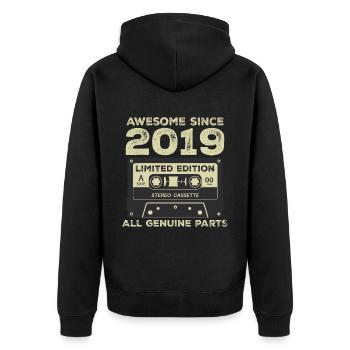 2019 Birthday Born in 2019 Vintage Retro - Unisex Premium Organic Zip Hoodie - black - Back - Nico (187cm)