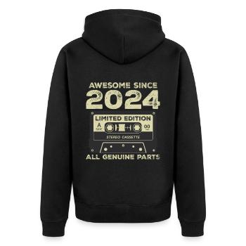 2024 Geburtstag geboren im Jahr 2024 Vintage Retro - Unisex Premium Bio Zip Hoodie - Schwarz - Hinten - Nico (187cm)