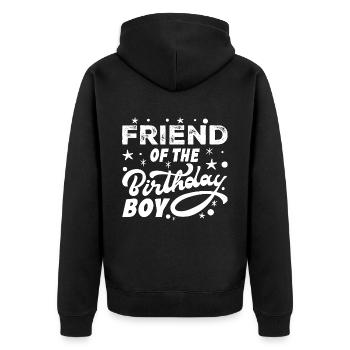 Freund des Geburtstagskindes Sohn Passende Familie - Unisex Premium Bio Zip Hoodie - Schwarz - Hinten - Nico (187cm)