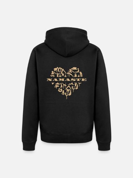 Namaste Yoga Meditation Yogapositionen Herz - Unisex Premium Bio Zip Hoodie - Schwarz