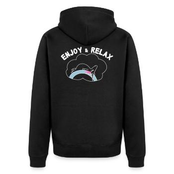 Unicorn Licorne Enjoy & Relax - Veste à capuche bio Premium Unisexe - noir - Dos - Nico (187cm)