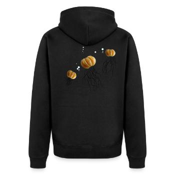 Mandarinqualle - Unisex Premium Bio Zip Hoodie - Schwarz - Hinten - Nico (187cm)