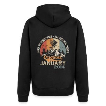 10 ans de grandeur depuis janvier 2014 - Veste à capuche bio Premium Unisexe - noir - Dos - Nico (187cm)