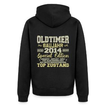 Jahrgang 2014 geboren Retro Geburtstag Vintage - Unisex Premium Bio Zip Hoodie - Schwarz - Hinten - Nico (187cm)