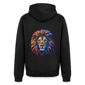Löwenkopf - Unisex Premium Bio Zip Hoodie - Schwarz - Hinten - Nico (187cm)