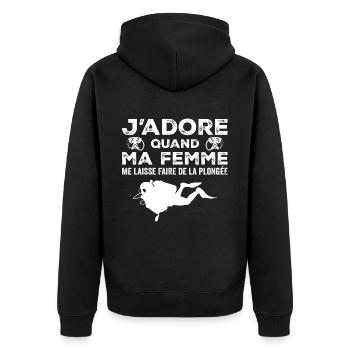 Jadore Quand Ma Femme Me Laisse Faire De La Plongé - Veste à capuche bio Premium Unisexe - noir - Dos - Nico (187cm)