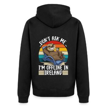 Irland Urlaub Reise Faultier - Unisex Premium Bio Zip Hoodie - Schwarz - Hinten - Nico (187cm)