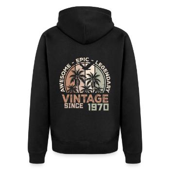 Born 1970's Birthday Gift 1970's Vintage 1970's - Unisex Premium Organic Zip Hoodie - black - Back - Nico (187cm)
