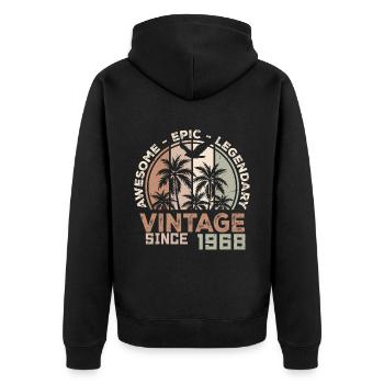 Geboren 1968 Geburtstagsgeschenk 1968 Vintage 1968 - Unisex Premium Bio Zip Hoodie - Schwarz - Hinten - Nico (187cm)