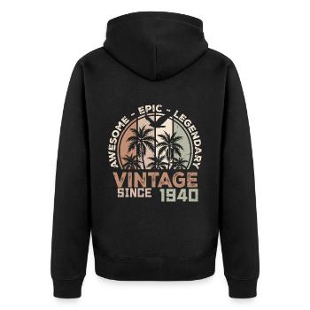 Geboren 1940 Geburtstagsgeschenk 1940 Vintage 1940 - Unisex Premium Bio Zip Hoodie - Schwarz - Hinten - Nico (187cm)