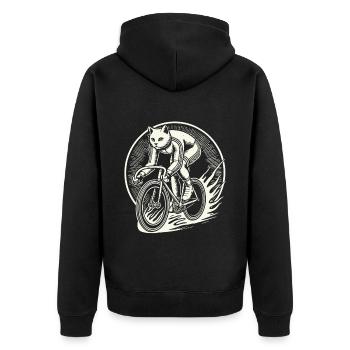 Cats Bicycle Design for Women with Humor - Unisex Premium Organic Zip Hoodie - black - Back - Nico (187cm)