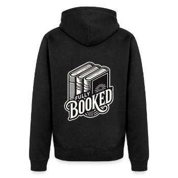 Retro Buch Design für Bibliophile und Leseratte - Unisex Premium Bio Zip Hoodie - Schwarz - Hinten - Nico (187cm)