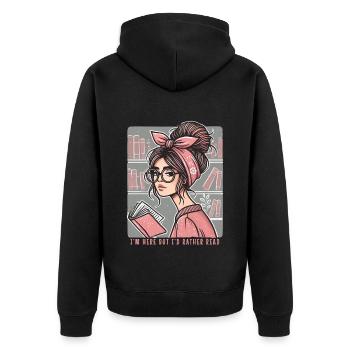 Retro Book Girl Motif for Frequent Readers with Style - Unisex Premium Organic Zip Hoodie - black - Back - Nico (187cm)