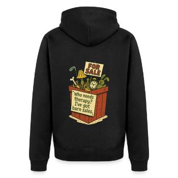 Flea Market Yard Sale Therapy Vintage Retro - Unisex Premium Organic Zip Hoodie - black - Back - Nico (187cm)
