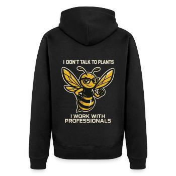 Bienen Imker Honig I Don’t Talk To Plants - Unisex Premium Bio Zip Hoodie - Schwarz - Hinten - Nico (187cm)