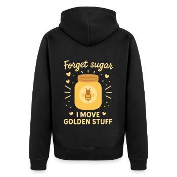 Bienen Honig Imker Lustige Vergiss Zucker Spruch - Unisex Premium Bio Zip Hoodie - Schwarz - Hinten - Nico (187cm)