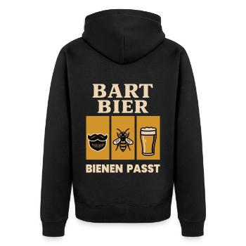 Bienen Imker Bart Bier Bienen Passt Spruch - Unisex Premium Bio Zip Hoodie - Schwarz - Hinten - Nico (187cm)