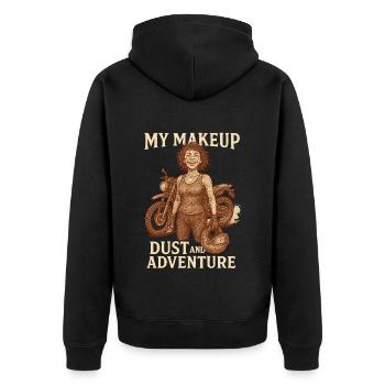 My Makeup Dust And Adventure Motorcycle Biker - Unisex Premium Organic Zip Hoodie - black - Back - Nico (187cm)