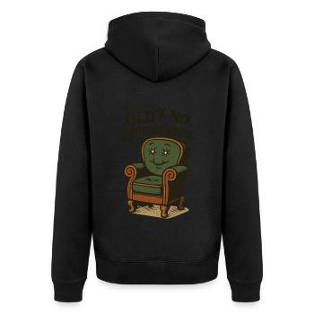 Antiques Lovers Old? No Experienced - Unisex Premium Organic Zip Hoodie - black - Back - Nico (187cm)