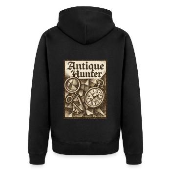 Antique Hunter Vintage Flohmärkte Kunst - Unisex Premium Bio Zip Hoodie - Schwarz - Hinten - Nico (187cm)